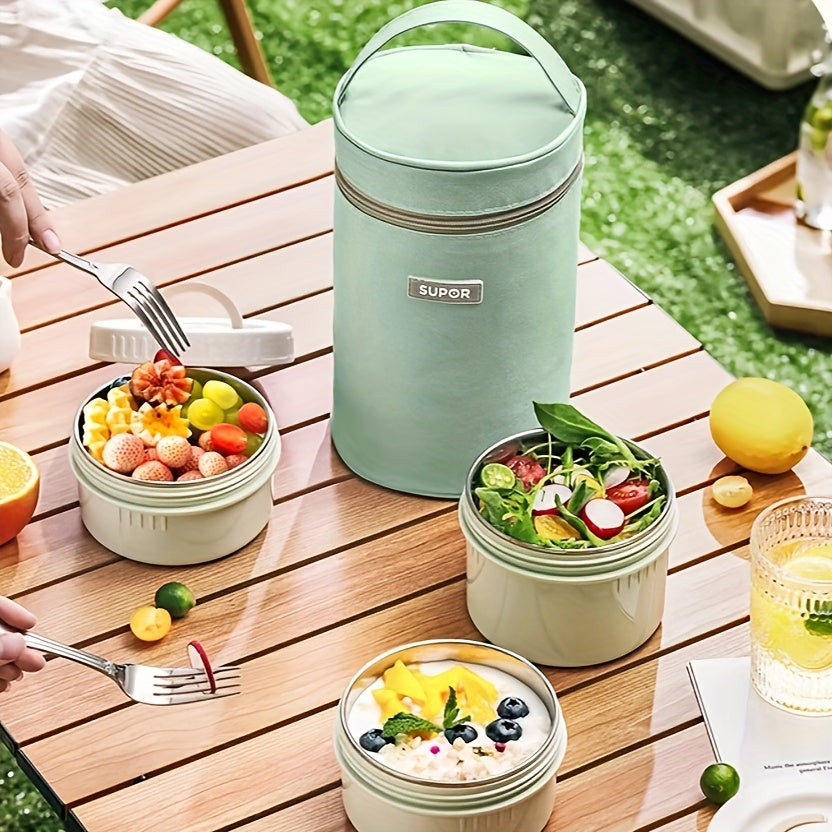 Supor Insulation Box Basil Green Lunch Box（Three-layer）
