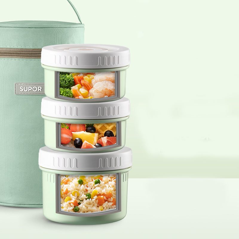 Supor Insulation Box Basil Green Lunch Box（Three-layer）