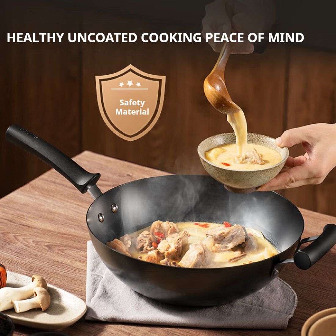 SUPOR Stainless Steel  Wok 32厘米大口径铸铁铸铁炒锅（北美仓直发）