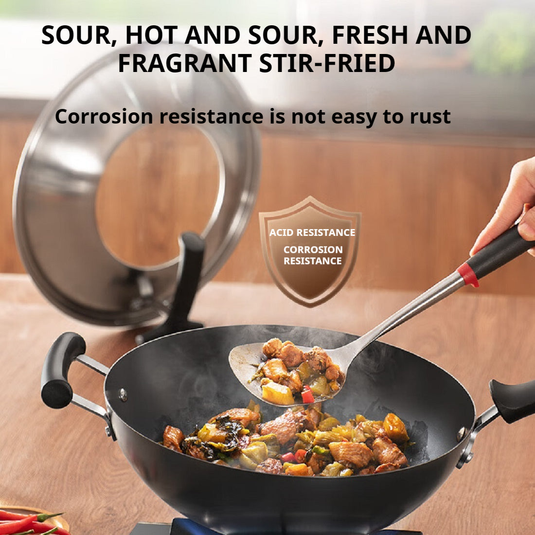 SUPOR Stainless Steel  Wok 32厘米大口径铸铁铸铁炒锅（北美仓直发）