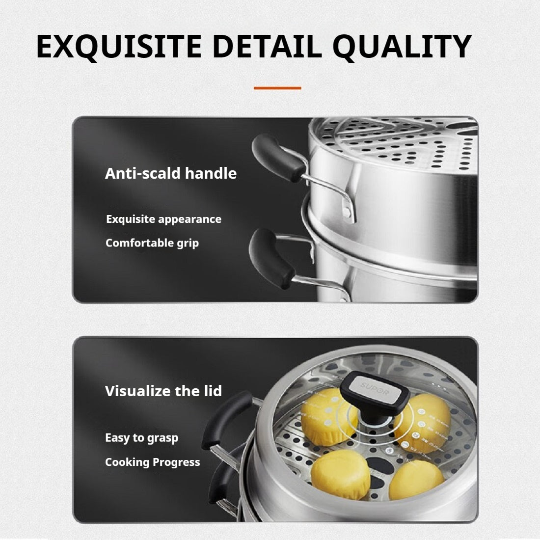 SUPOR  Non-Stirring 3-Layer Stainless Steel Multi-Bottom Steamer三层大口径蒸锅（北美仓直发）